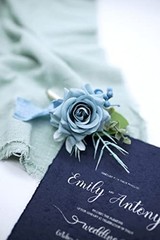 Ansofi Dusty Blue Corsage and Boutonniere Set, Prom Artificial Flower Wrist