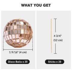Yescom 20PCS 1.6″ Small Disco Ball Mirror Mini Hanging for Events Wedding Party