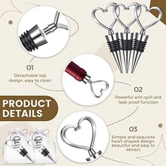 100 Set Heart Shape Wine Stopper Wedding Favor for Guests Love Wine Bottle