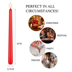 10 Inch Colored Taper Candles for Religious and 10 inch, 12 Pcs, 12-colored