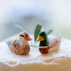 Mallard Duck Bird Cake Topper Bride Groom Love Wedding Engagement Wood Statue