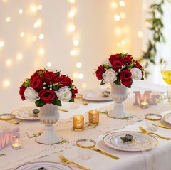 Sziqiqi Red Fake Flowers for Wedding Centerpiece Kissing Flower Balls for Tab…