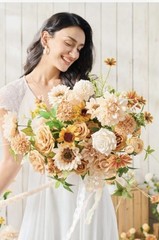 Ling’s Moment Sunflower and Peach 15 inch Bridal Bouquet