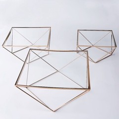 14-Inch Gold Clear Metal Glass Geometric CAKE STAND Party Wedding Decorations