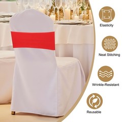 25 Pcs Spandex Chair Sashes Bows with Slider Buckle, Light Coffee
