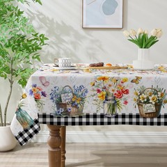 cusugbaso Spring Tablecloth 60×84 Inch 84″ x 60″ (Rectangular), Floral Vase