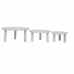 3 WHITEWASH Wooden Pedestal Cake Stands with Removable Legs Event Decoration