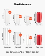 VEVOR 24 Pcs Pillar Candles with Glass Cylinder Vases Set 2.6″x4.7″/5.9″/7.9″