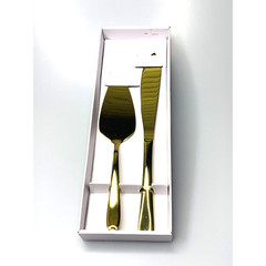 AW BRIDAL Wedding Cake Knife and Server Set Gold