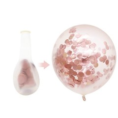 Rose Gold Confetti Latex Balloons, 50 12 Inch (Pack of 50), Rosegold,clear