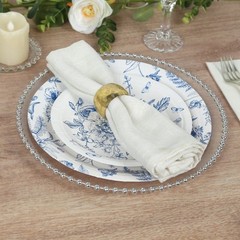 50 Dessert and Dinner Plates WHITE with Blue French Toile Pattern Wedding Party