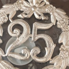 Vintage New 25th Anniversary Cake Topper Silver by Magic Line