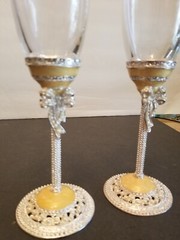 Nuptio Champagne Flutes Glasses 2pcs.Flute Enamel Wedding Crystal 9.75″tall
