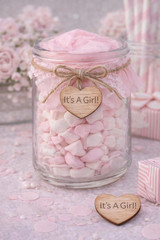 100 qty 1″ It’s A Girl! Wood Hearts Table Confetti Wooden Baby Shower