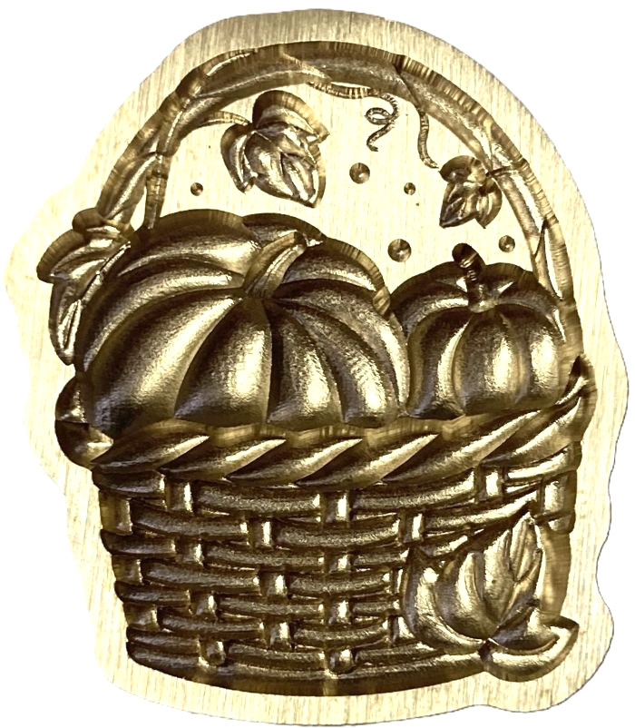 Pumpkins in Woven Basket, shaped 3D Wax Seal Stamp head, approx. 1 » by 7/8″