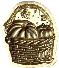 Pumpkins in Woven Basket, shaped 3D Wax Seal Stamp head, approx. 1 » by 7/8″