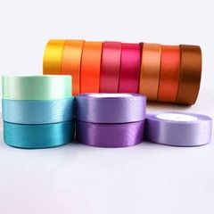 25mm Width Premium Satin Ribbon For Gift Wrapping Multicoloured 22 Metres Rolls