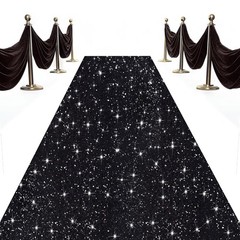 OMKSIH Black Aisle Runner for Wedding Ceremony 2FTx15FT Sequin Aisle Runner W…