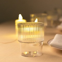 12 CLEAR Stackable Ribbed Reusable Plastic cups Party Centerpieces