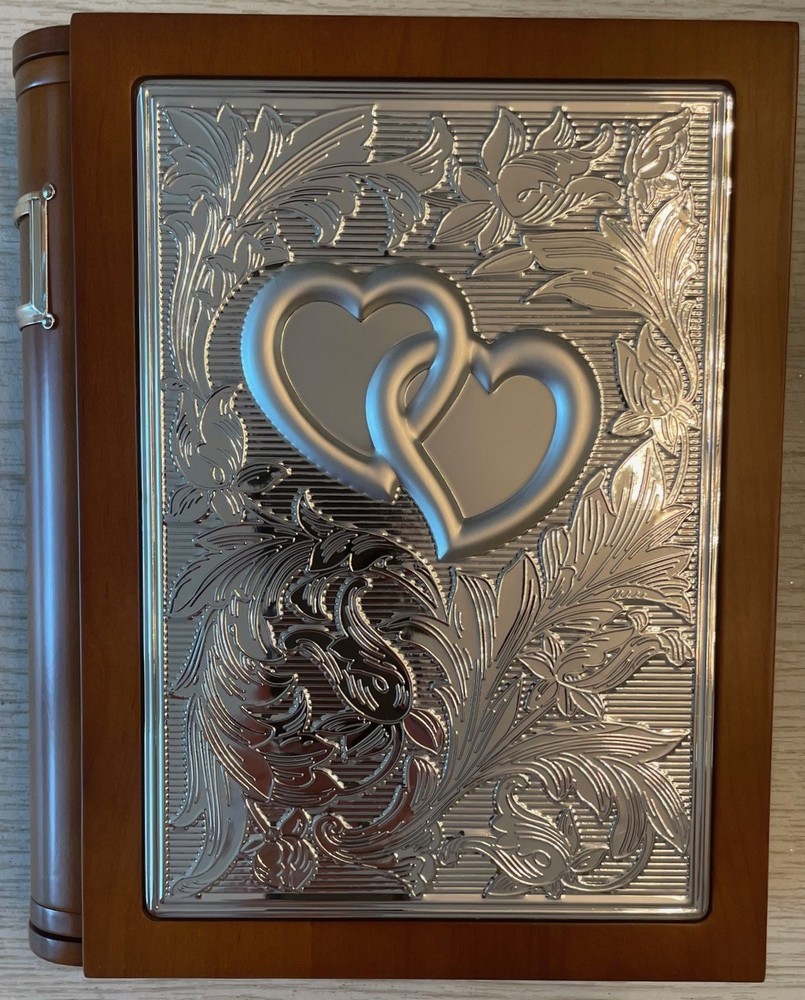 Lenox Wedding Promises Book Shelf Album Wood & Silver Tone for 160 Photos