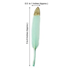 30 MINT GREEN Glittered Gold Tip Natural Turkey Feathers Wedding Decorations