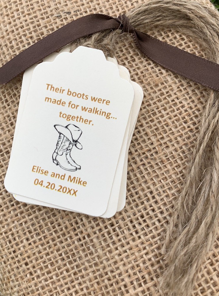 Cowboy Country Western Boots Ranch Wedding Tags 15 Tags Party Favor Tag