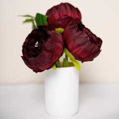 10 BURGUNDY 3″ Faux SILK PEONY FLOWER Heads Wedding Party Events Decorations