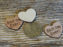 Wooden Heart Confetti ~ Best Day Ever! ~ Wood Hearts, Wood Confetti Engraved Lov