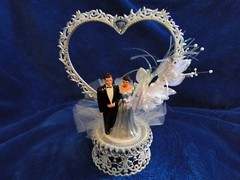 New 25th Wedding Anniversary Heart caketopper with Bride & Groom in Silver #12
