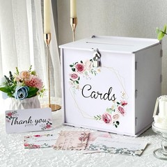 PVC White Wedding Card Box with Lock, DIY Gift Card Box for Wedding Reception…