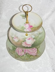 Custom Three Tier Tea Party Cake Stand Made With Vintage Hand Painted Plates