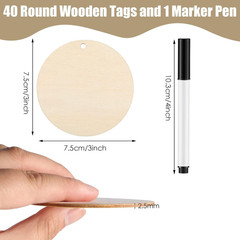 40 Pcs Wood Circles for Crafts Unfinished Blank Wood Rounds Tag with Hole and…