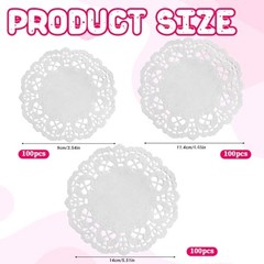 300 Pcs Paper Doilies, 3 sizes Lace Doilies Paper Round Disposable Placemats