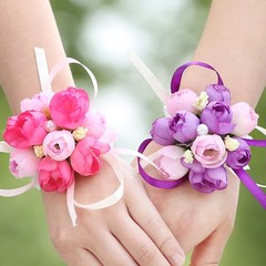 4Pcs Reusable Party Wrist Flower Brooch Rosy Wedding Decoration