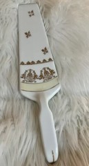 P.A.R.I.S.2 Forcelain France White Porcelain Cake Knife Server Gold Accents Read