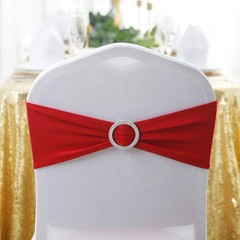 Transformative 50-Pack Red Spandex Chair Sashes with Buckle for Celebrations