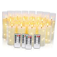 24 Pcs LED Flameless Candles with Remote, 3D Strip Light String-24Pack