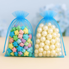 25PCS Blue Organza Bags 5×7 inches, Sheer Mesh Jewelry Pouches, Organza Gift Bag