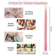Sixladybro 10 Inch Multi-Color Spiral Taper Candles For Home Decoration 12 Pack