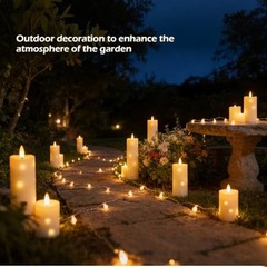 Outdoor Waterproof Flickering Flameless Candles 5PCS-D2.2“xH5″5″6″7″8″ Ivory