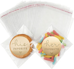 120 His and Her Gold Foil Wedding Favor Stickers for Treat Bags