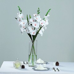 3 WHITE 36″ SILK GLADIOLUS ARTIFICIAL FLOWER Spray Stems Wedding Decorations