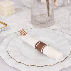 24 ROSE GOLD Plastic Silverware with Pre Rolled White Paper Napkins Party