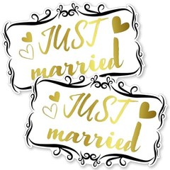 Decorative Car Magnet for Honeymoon or Wedding, Just Married, 14 x 9.5-Inch,