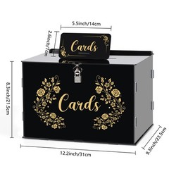 Black Acrylic Wedding Card Box Card Boxes with Lock and Card Sign, Gift Card …