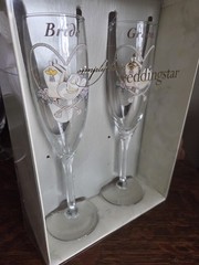 Vintage Wedding Star Western Cowboy Champagne Toasting Flutes Boots Hat Country