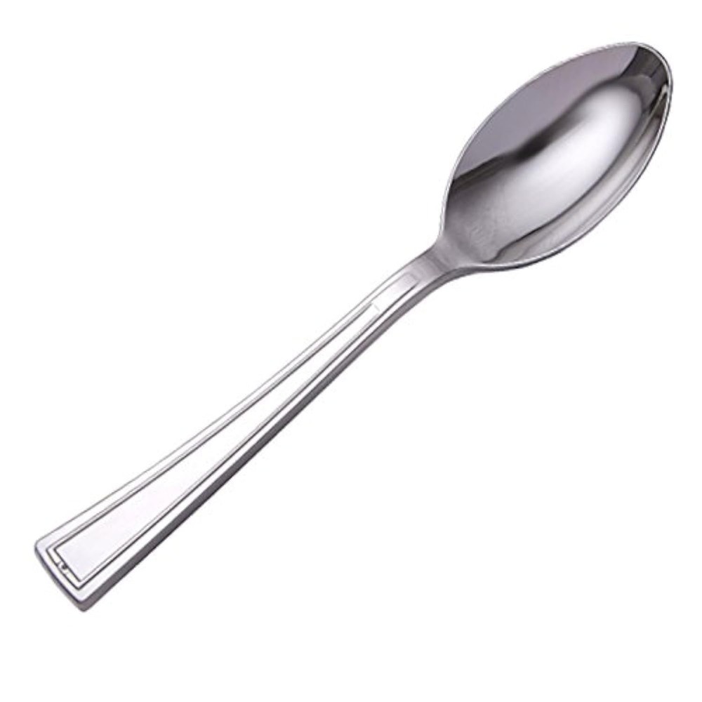WNA Reflections Heavyweight Plastic Utensils, Spoon, Silver, 6 1/4″, 40/pack