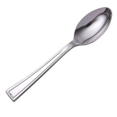 WNA Reflections Heavyweight Plastic Utensils, Spoon, Silver, 6 1/4″, 40/pack