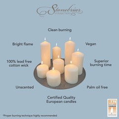 Stonebriar Unscented Pillar Candles – 65 Hour Burn Time, 3″ x 6″, Ivory