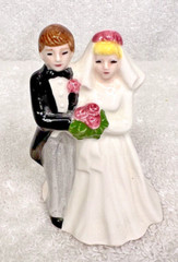 Norcrest Bone China Miniature Bride and Groom 2 3/4 Inches Tall Blonde Brunette